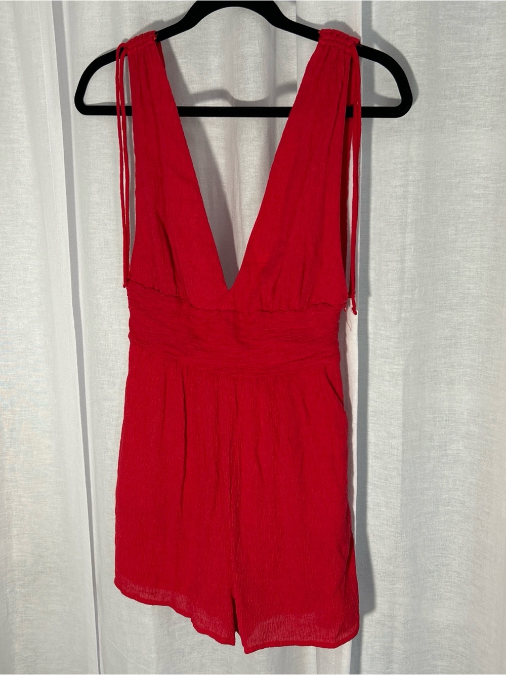 one clothing Red Deep-V Girls One-Piece Romper